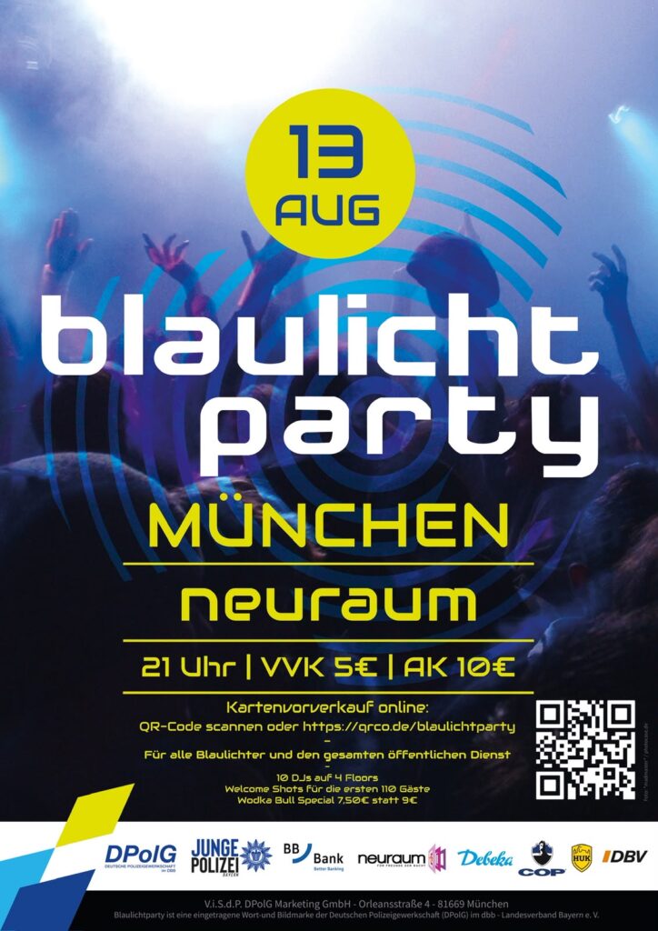 DPolG Blaulichtparty im Neuraum am 13.08.2026 (Plakat)